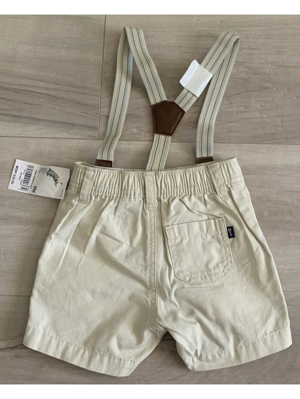 OshKosh bgosh boys 9 month shorts overall suspenders Khaki Nwt